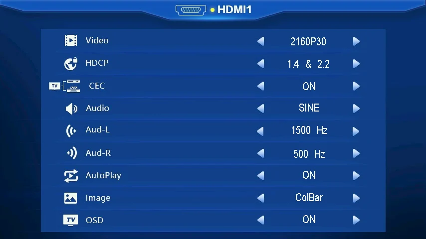 HDMI 通道设置界面